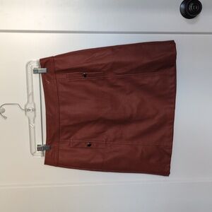 LOFT Red Brown Faux Leather Mini Skirt Size 6
